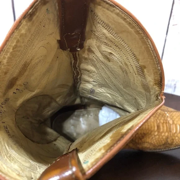 Dan Post Men's Tan Exotic SnakeSkin & Leather Western Boots 11 - Picture 12 of 16